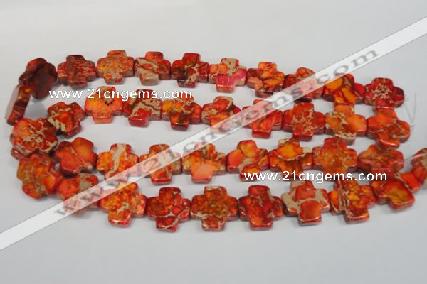 CDT563 15.5 inches 20*20mm cross dyed aqua terra jasper beads