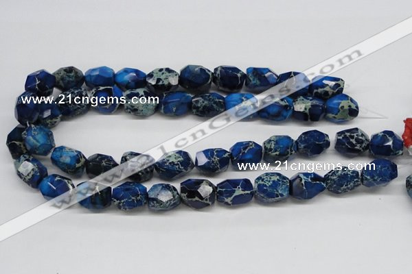 CDT64 15.5 inches 15*20mm faceted nuggets dyed aqua terra jasper beads