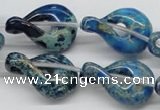 CDT66 15.5 inches 20*30mm petal shaped dyed aqua terra jasper beads