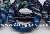 CDT67 15.5 inches 40mm donut shaped dyed aqua terra jasper beads