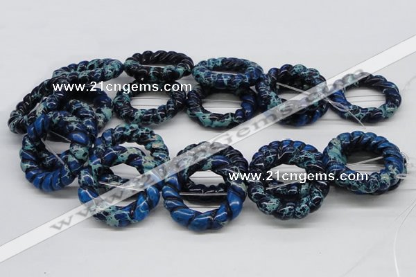 CDT67 15.5 inches 40mm donut shaped dyed aqua terra jasper beads