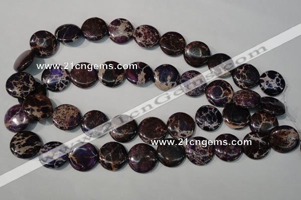 CDT707 15.5 inches 20mm flat round dyed aqua terra jasper beads