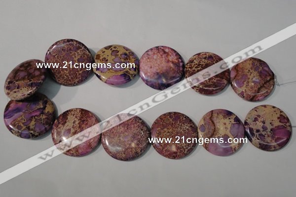 CDT708 15.5 inches 35mm flat round dyed aqua terra jasper beads