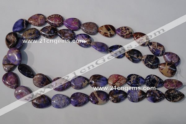 CDT714 15.5 inches 15*20mm flat teardrop dyed aqua terra jasper beads