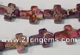 CDT722 15.5 inches 12*16mm cross dyed aqua terra jasper beads