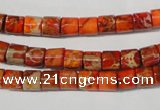 CDT735 15.5 inches 6*6mm tube dyed aqua terra jasper beads