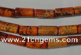 CDT736 15.5 inches 6*12mm tube dyed aqua terra jasper beads