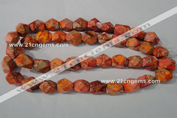 CDT747 15.5 inches 13*18mm faceted nuggets dyed aqua terra jasper beads