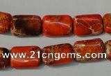 CDT756 15.5 inches 10*14mm rectangle dyed aqua terra jasper beads