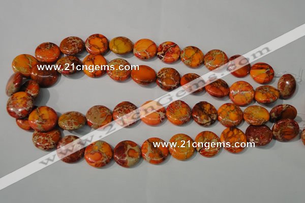 CDT757 15.5 inches 18mm flat round dyed aqua terra jasper beads