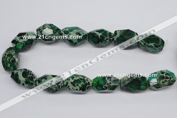 CDT80 15.5 inches 20*30mm faceted nuggets dyed aqua terra jasper beads