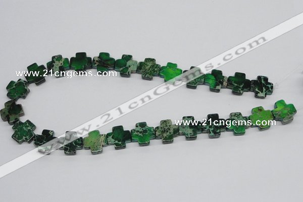 CDT81 15.5 inches 16*16mm cross dyed aqua terra jasper beads