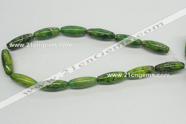 CDT89 15.5 inches 12*30mm rice dyed aqua terra jasper beads