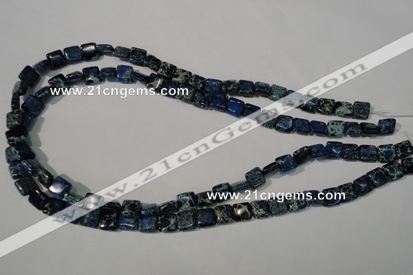 CDT901 15.5 inches 8*8mm square dyed aqua terra jasper beads