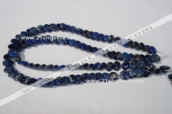 CDT911 15.5 inches 12mm flat round dyed aqua terra jasper beads