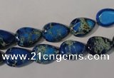 CDT915 15.5 inches 9*13mm flat teardrop dyed aqua terra jasper beads