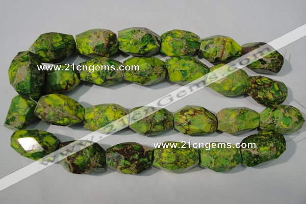 CDT933 15.5 inches 19*30mm faceted nuggets dyed aqua terra jasper beads