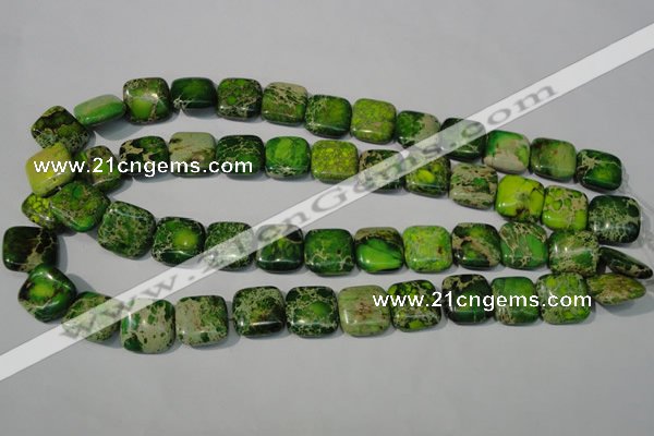 CDT945 15.5 inches 16*16mm square dyed aqua terra jasper beads