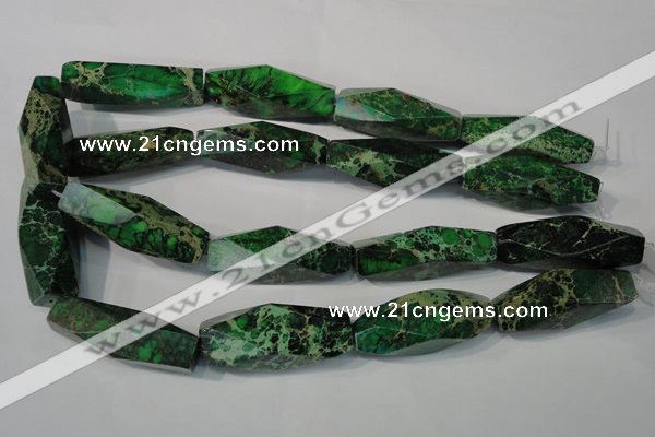 CDT965 15.5 inches 15*45mm faceted rice dyed aqua terra jasper beads