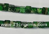 CDT969 15.5 inches 6*6mm cube dyed aqua terra jasper beads