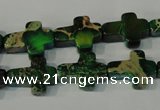 CDT978 15.5 inches 12*16mm cross dyed aqua terra jasper beads