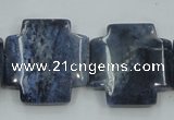 CDU05 15.5 inches 25*25mm cross natural blue dumortierite beads