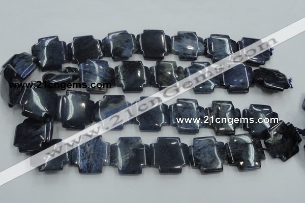 CDU05 15.5 inches 25*25mm cross natural blue dumortierite beads