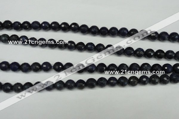 CDU112 15.5 inches 8mm faceted round blue dumortierite beads