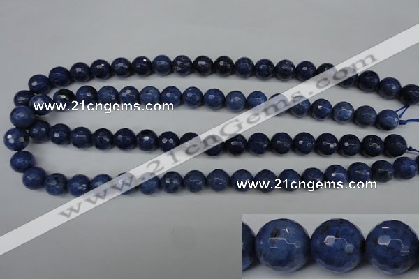 CDU113 15.5 inches 10mm faceted round blue dumortierite beads