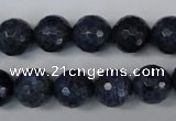 CDU114 15.5 inches 12mm faceted round blue dumortierite beads