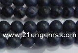 CDU201 15.5 inches 6mm round matte blue dumortierite beads