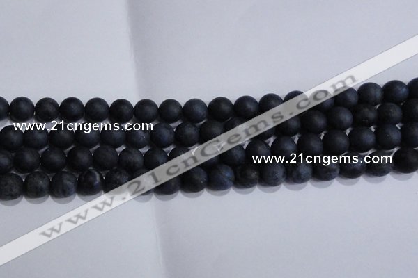 CDU204 15.5 inches 12mm round matte blue dumortierite beads