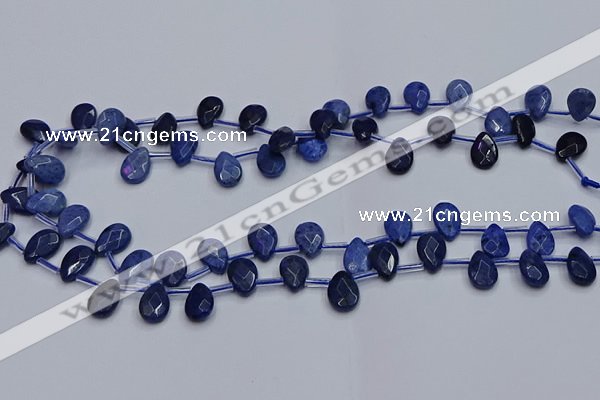 CDU219 Top drilled 8*12mm faceted flat teardrop blue dumortierite beads