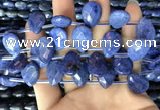 CDU220 Top drilled 13*18mm faceted flat teardrop blue dumortierite beads