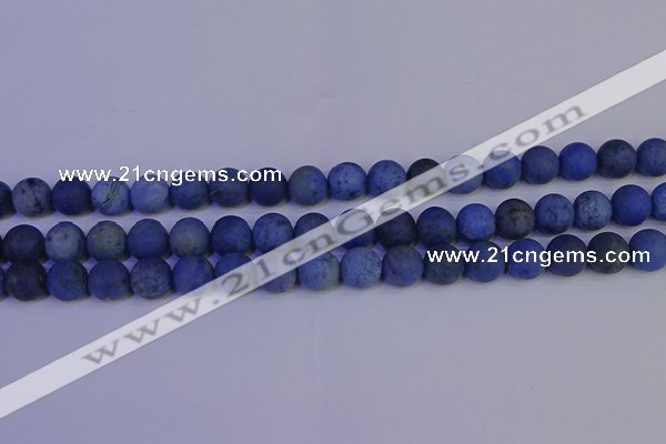 CDU303 15.5 inches 10mm round matte blue dumortierite beads