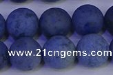 CDU305 15.5 inches 14mm round matte blue dumortierite beads