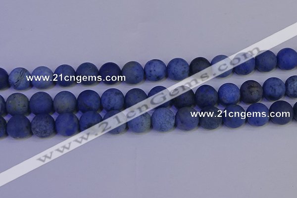 CDU305 15.5 inches 14mm round matte blue dumortierite beads