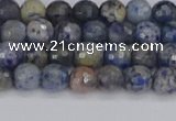 CDU308 15.5 inches 4mm faceted round blue dumortierite beads