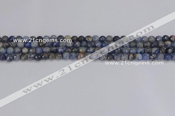 CDU308 15.5 inches 4mm faceted round blue dumortierite beads