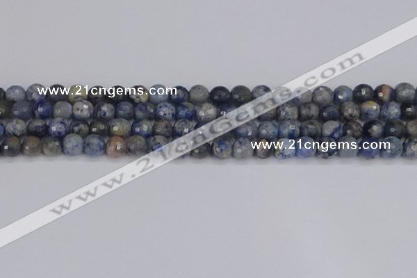 CDU309 15.5 inches 6mm faceted round blue dumortierite beads