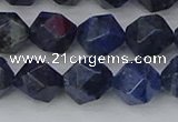 CDU332 15.5 inches 10mm faceted nuggets blue dumortierite beads