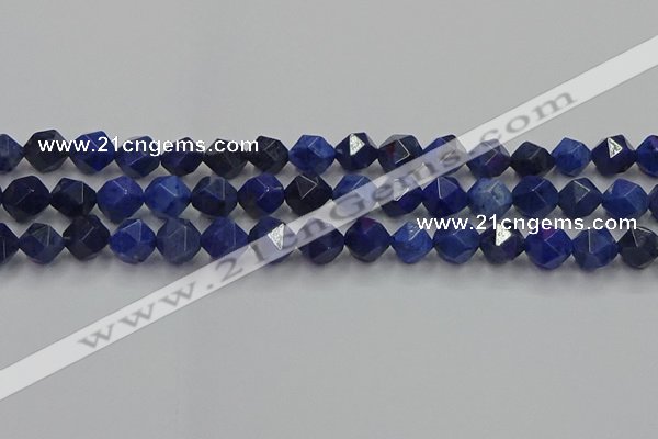 CDU338 15.5 inches 10mm faceted nuggets blue dumortierite beads