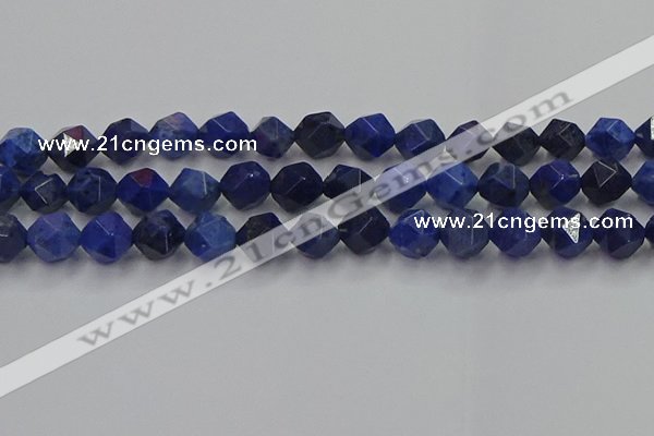 CDU339 15.5 inches 12mm faceted nuggets blue dumortierite beads