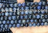 CDU352 15.5 inches 8mm round blue dumortierite beads wholesale