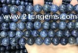 CDU354 15.5 inches 12mm round blue dumortierite beads wholesale