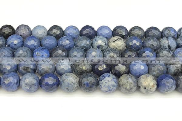 CDU388 15 inches 12mm faceted round dumortierite beads