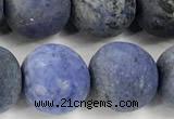 CDU394 15 inches 12mm round matte dumortierite beads