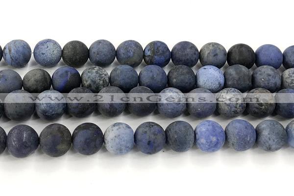 CDU394 15 inches 12mm round matte dumortierite beads