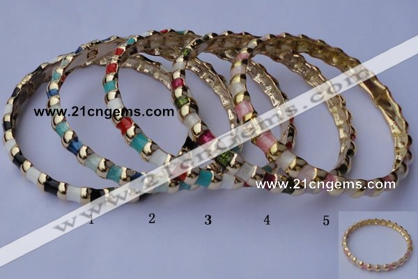 CEB02 5pcs 7mm width gold plated alloy with enamel bangles wholesale