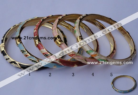 CEB05 5pcs 6mm width gold plated alloy with enamel bangles wholesale